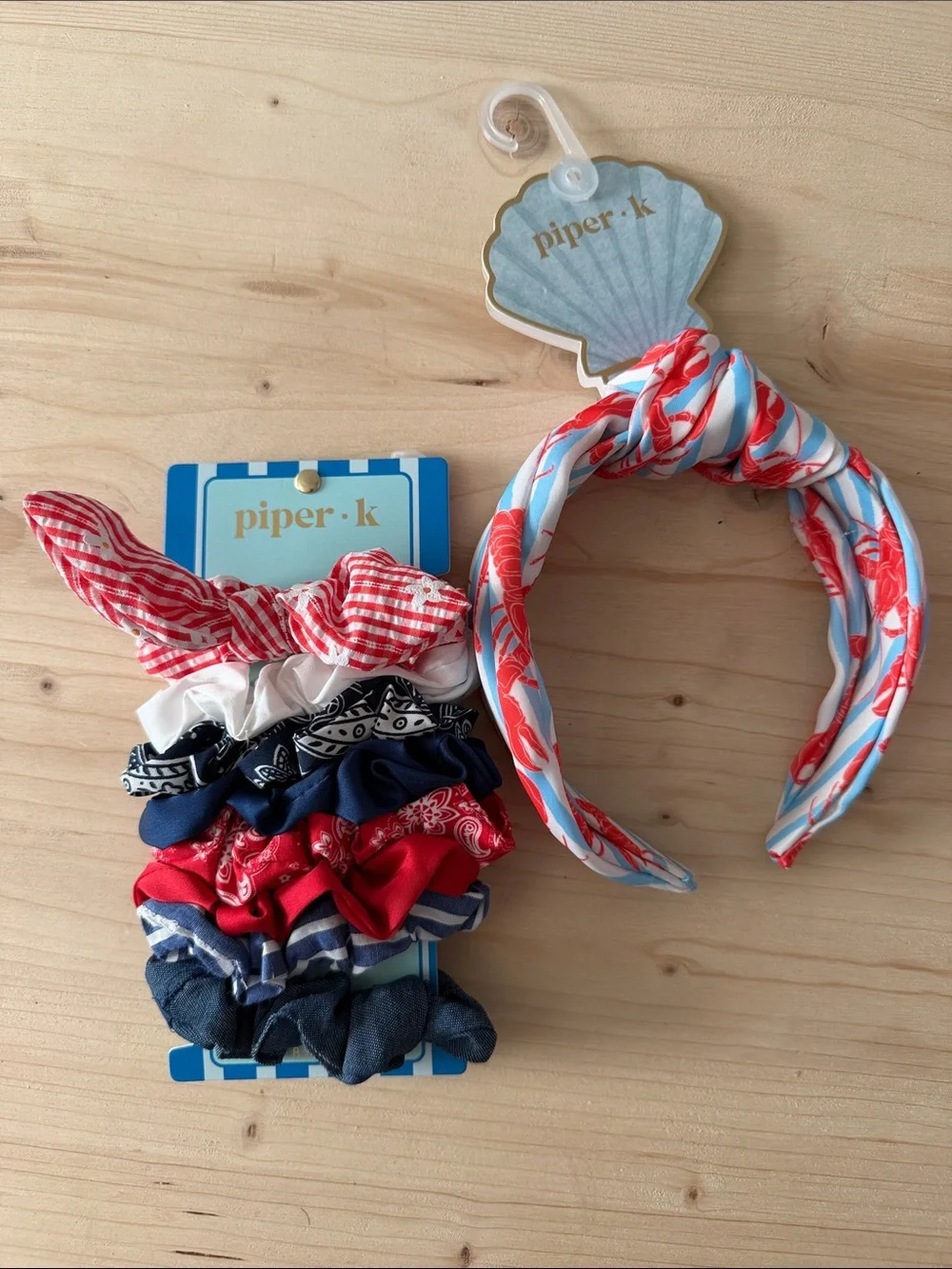 Piper K Red & Blue Headband and Scrunchie Set